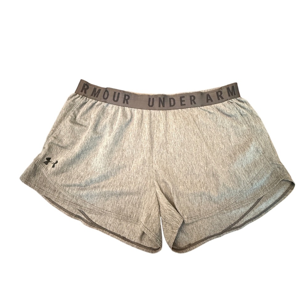 Under Armour HeatGear Gray Space Dye Athletic Shorts Womens XL Loose Fit Logo